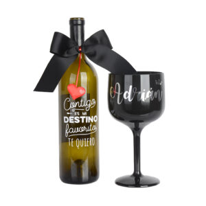 vino y copa personalizada