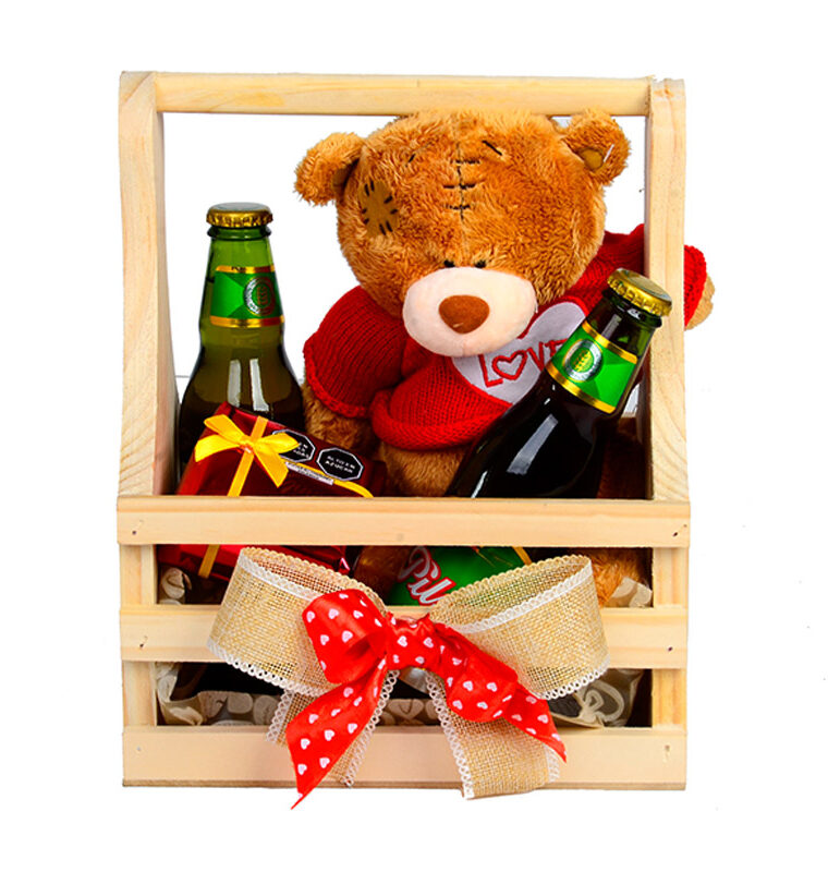 jaba con peluche y cervezas